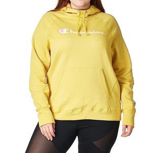 NWT Champion Women Powerblend Logo Fleece Hoodie Scotch Yellow Size S $50 FLB175